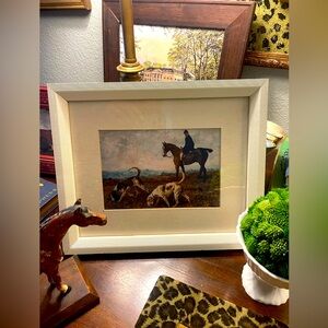 Framed Vintage Style Fox Hunting Print with Dogs